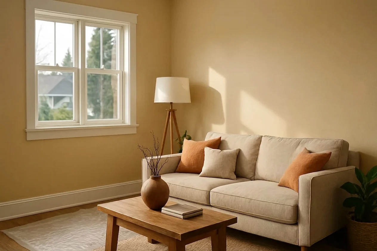 Freshly painted living room interior in a Seattle-area home.