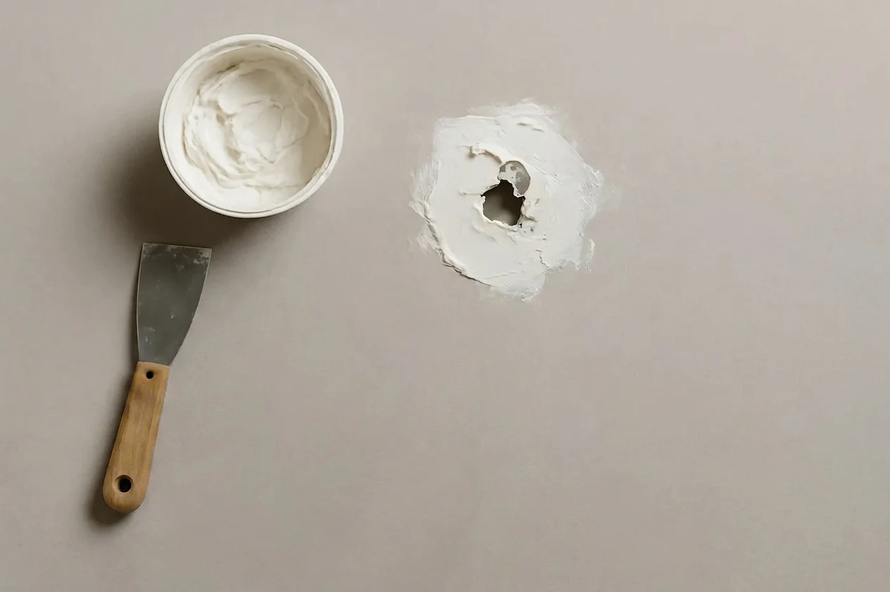 Patched and freshly painted interior wall in a Seattle-area home.