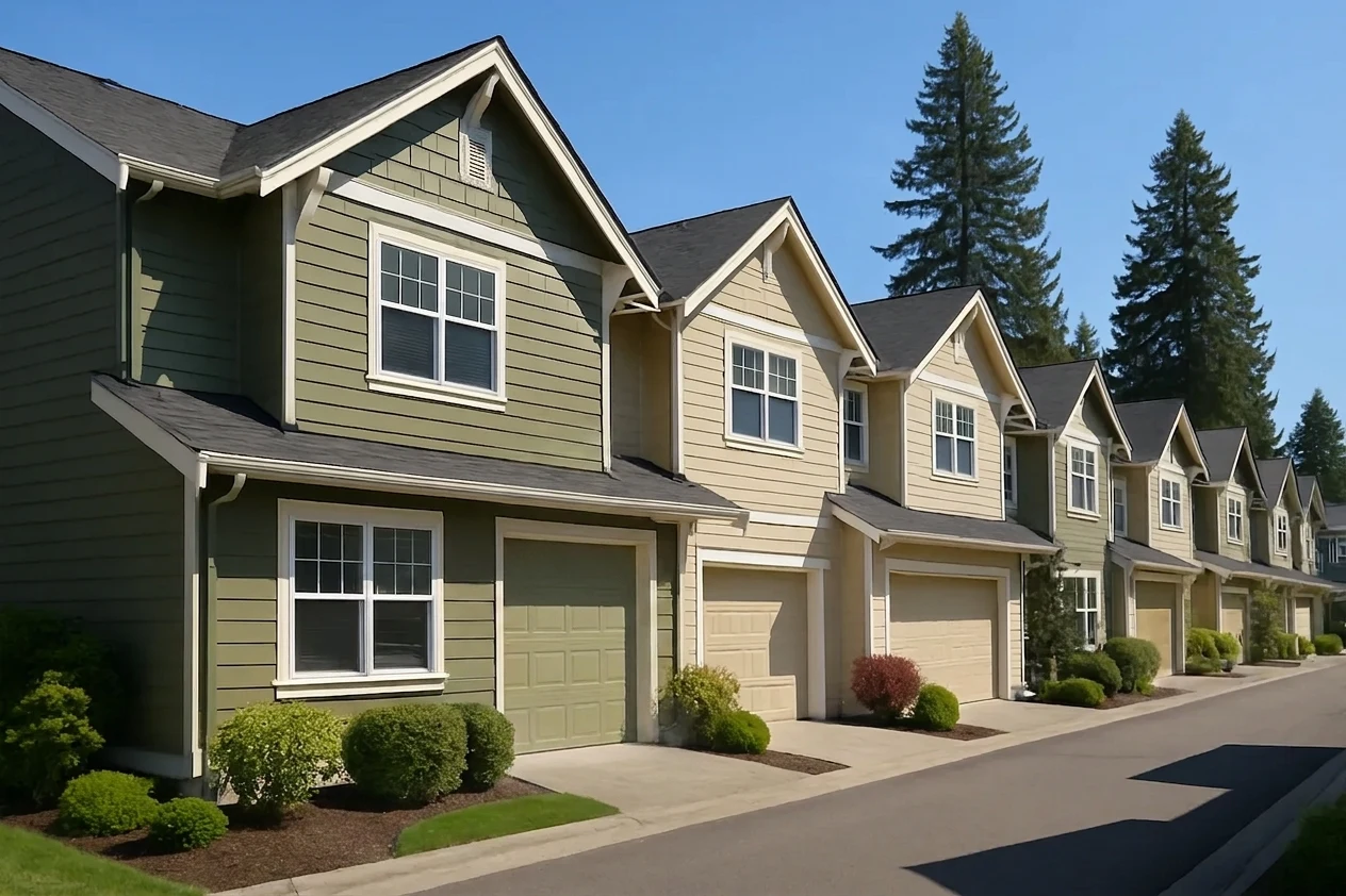 Multifamily building exterior repainted with crisp trim and siding.